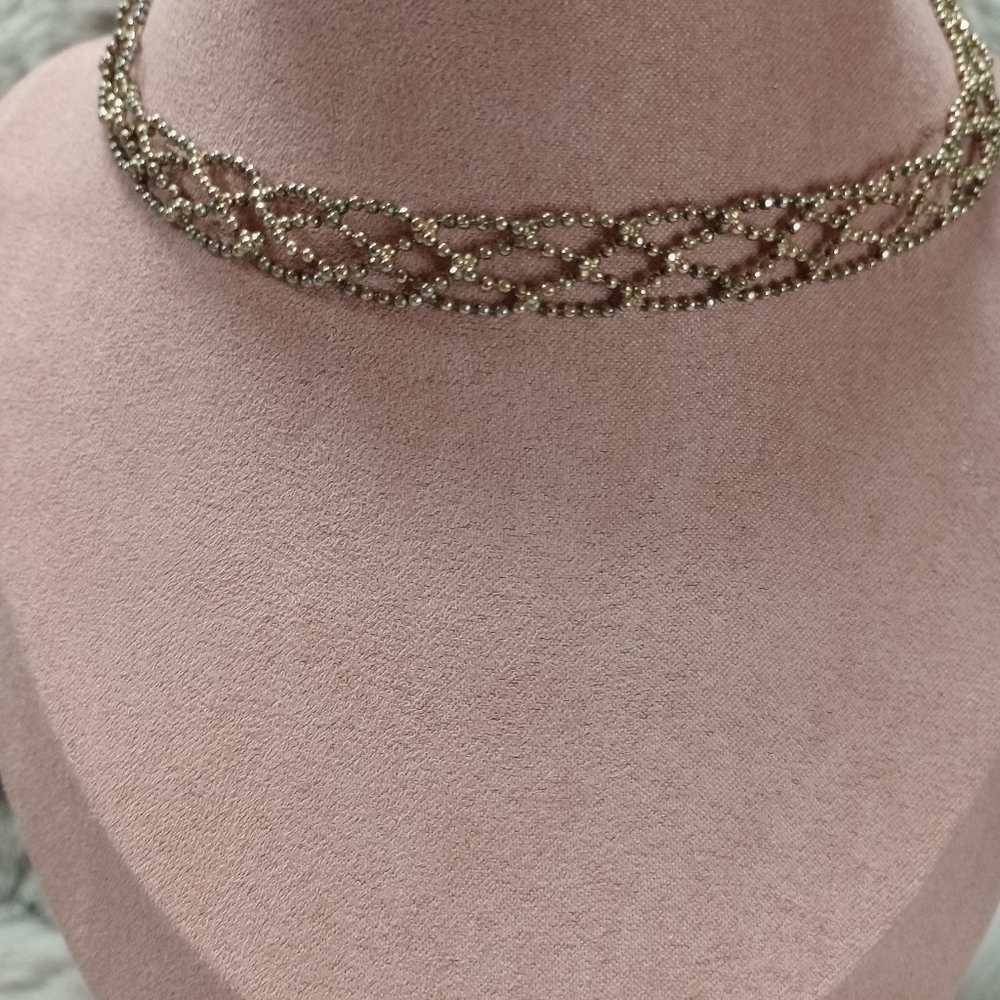 Dark Wind Gold Lace Beaded Collarbone Choker Necklace - Picture 4 of 5